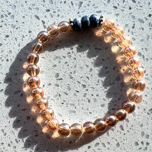 Rose Gold Orange Beaded Stretch Bracelet 8 mm